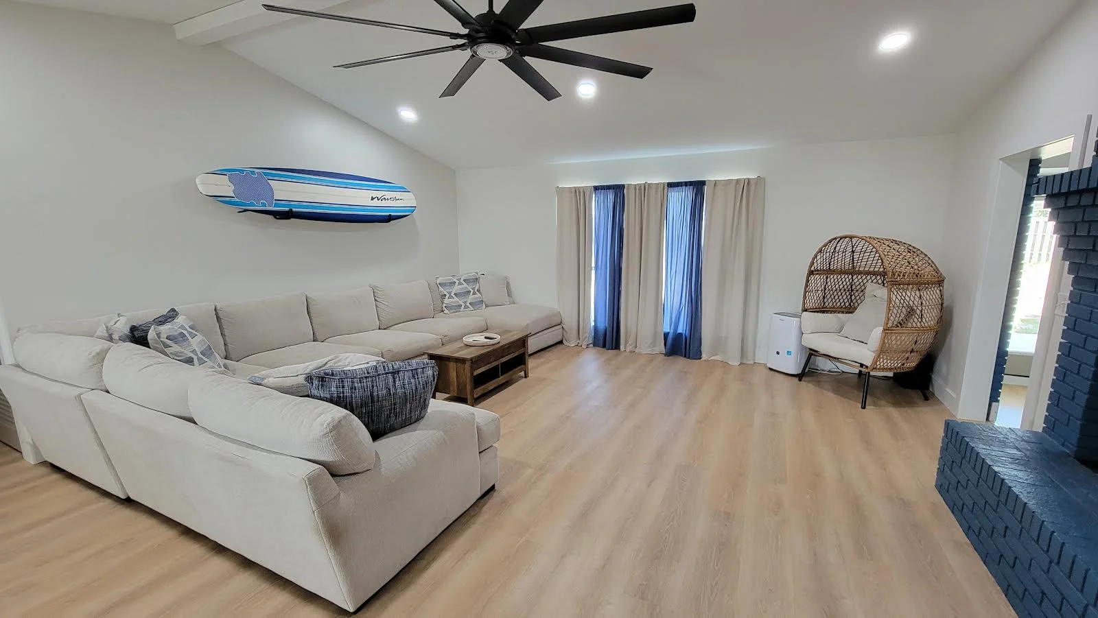 Completed home renovation with new flooring and paint